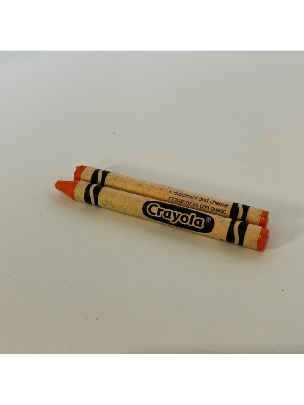 5/$25 90s Crayola Macaroni & Cheese Crayon Orange Yellow Colour Used Lot of 2